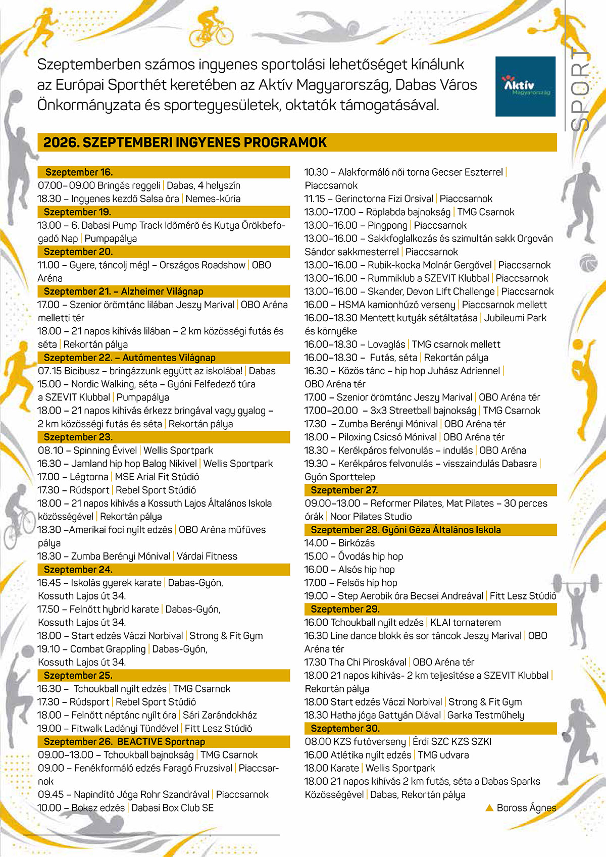 2026.  szeptember havi programok