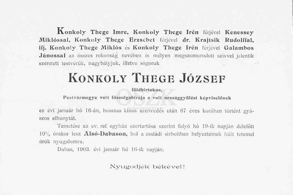 Konkoly-Thege József (1835-1903) pályájának dabasi vonatkozásai