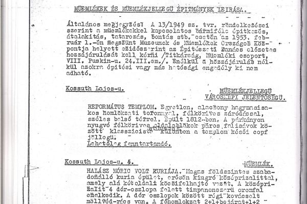 Gyón városképi és műemléki vizsgálata 1954.