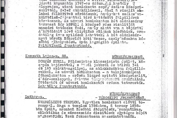 Gyón városképi és műemléki vizsgálata 1954.