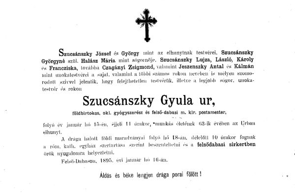 Szucsánszky Gyula (1832-1895) szerepe Felsődabas helytörténetében