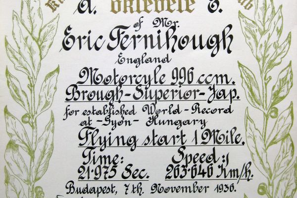 Eric Fernihough 1936. őszi rekordjai a Gyóni Betonon