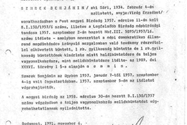 Szmrek Benjámin (1934-1957) síremléke