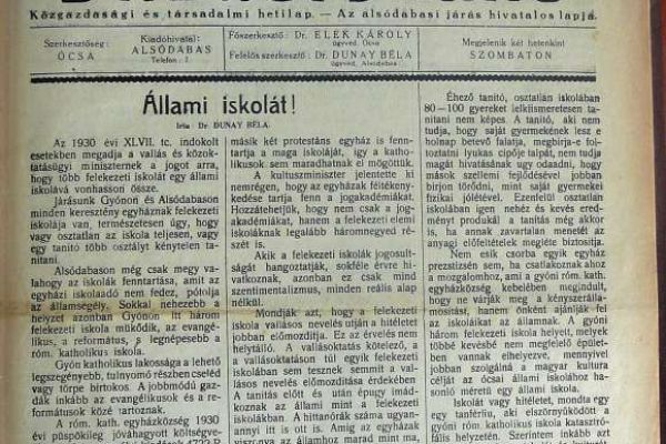 Dabasi Járás Közgazdasági és Társadalmi hetilap