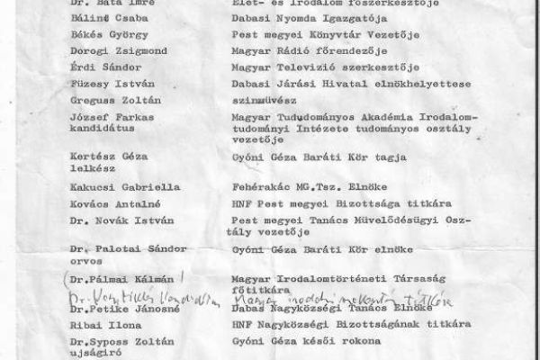 A Gyóni Géza Baráti Kör működése (1974-1990)