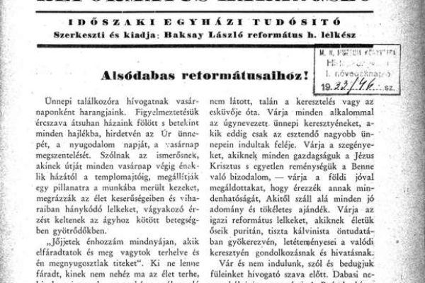 Dabasi Református Harangszó időszaki tudósító lap