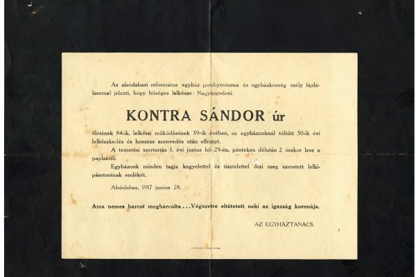 Kontra Sándor (1834-1917) tiszteletes alsódabasi szolgálata