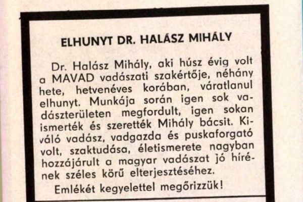 Halász Mihály halálának híre