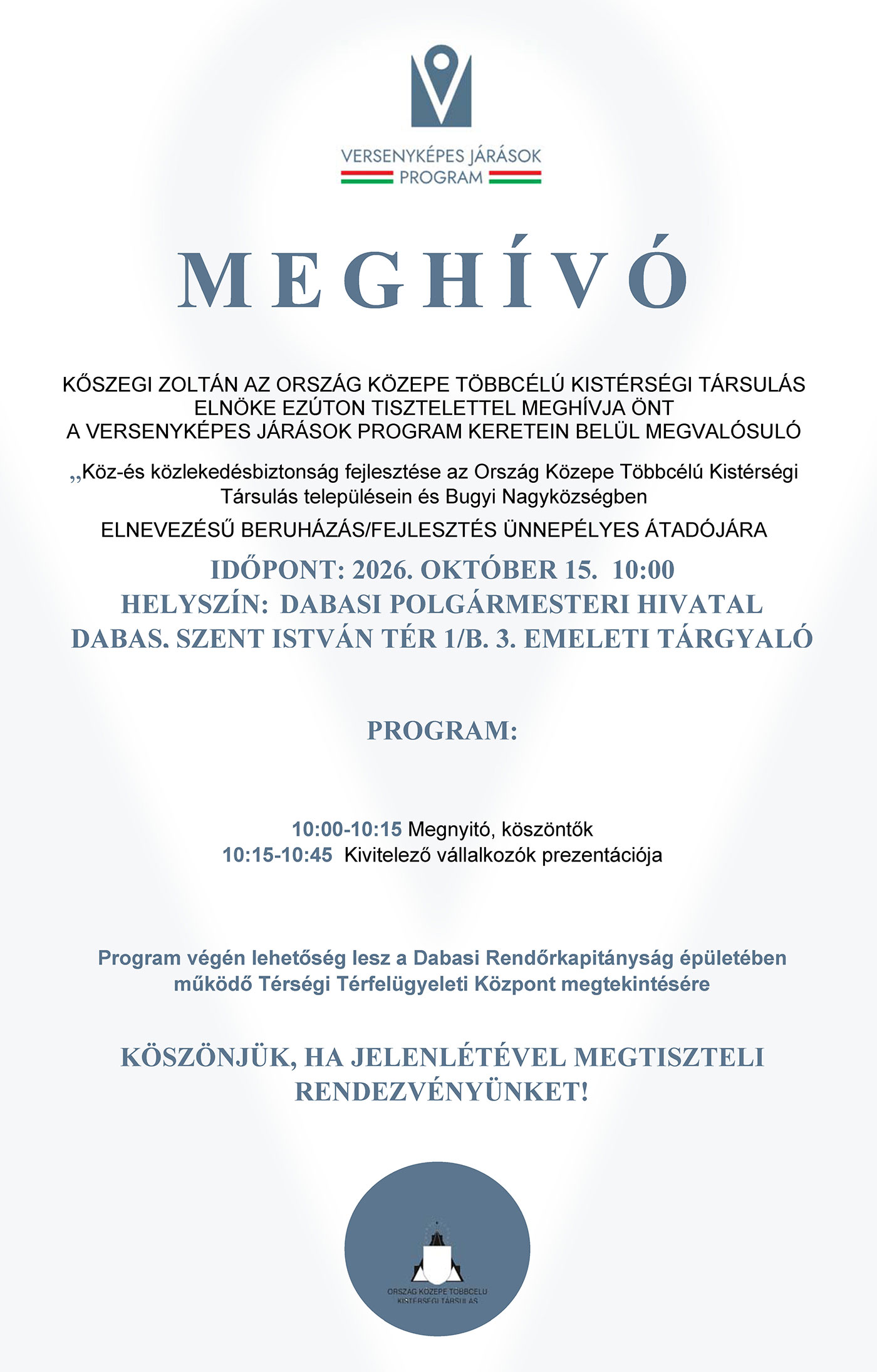 Meghívó ünnepélyes átadóra