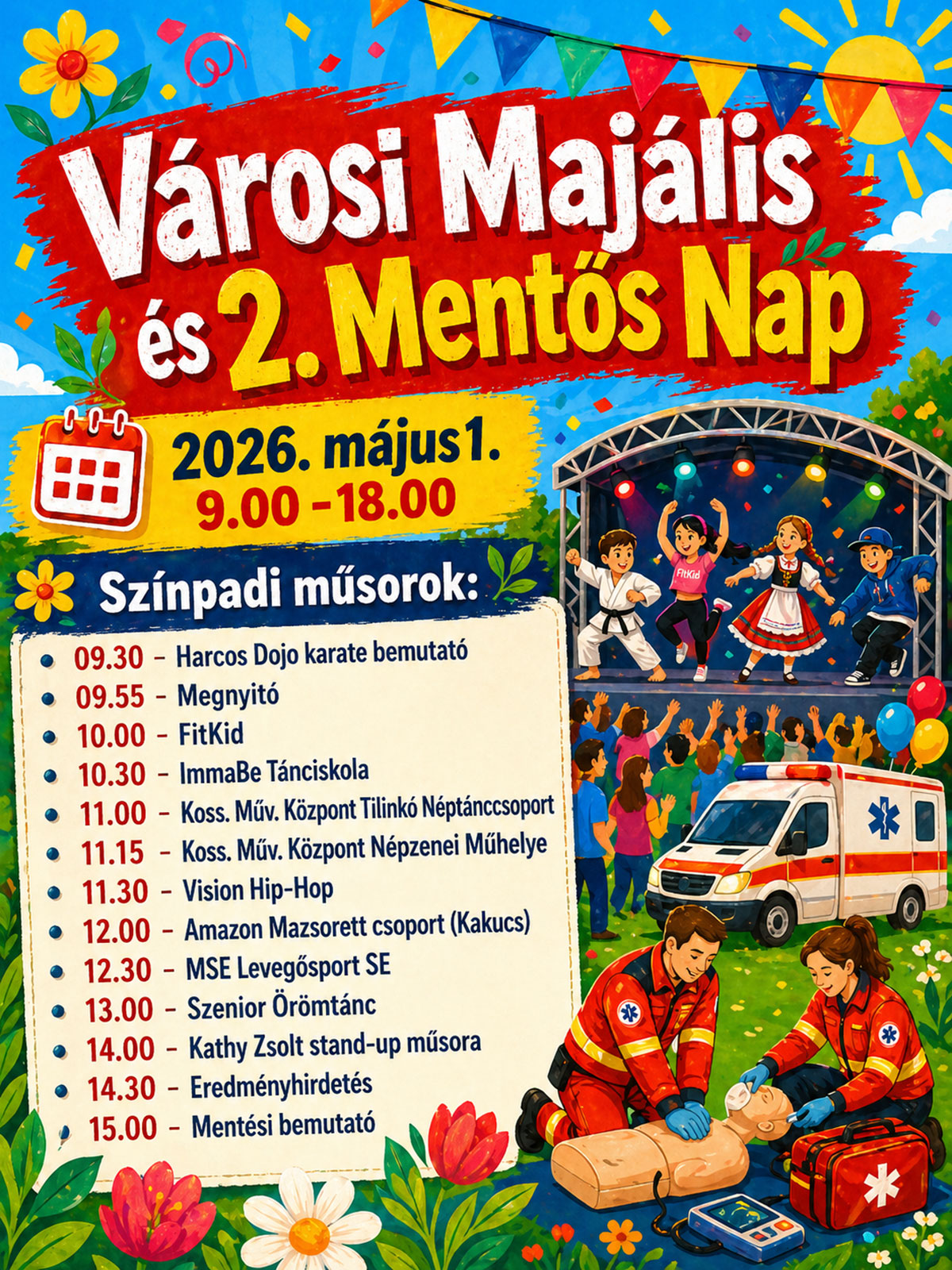 Május 1. - Városi Majális és II. Mentős Nap Dabason plakátanyag