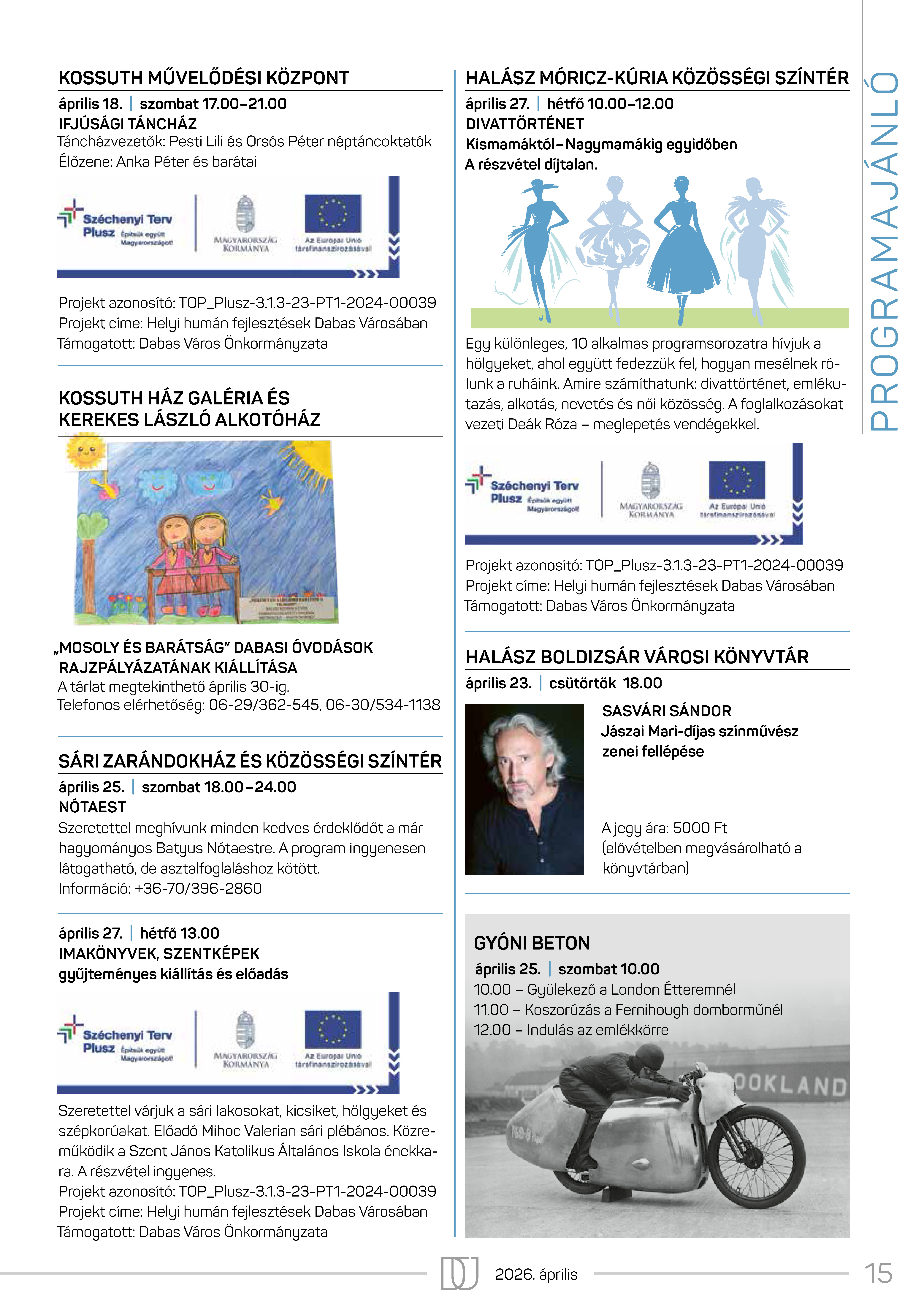 2026. április havi programok
