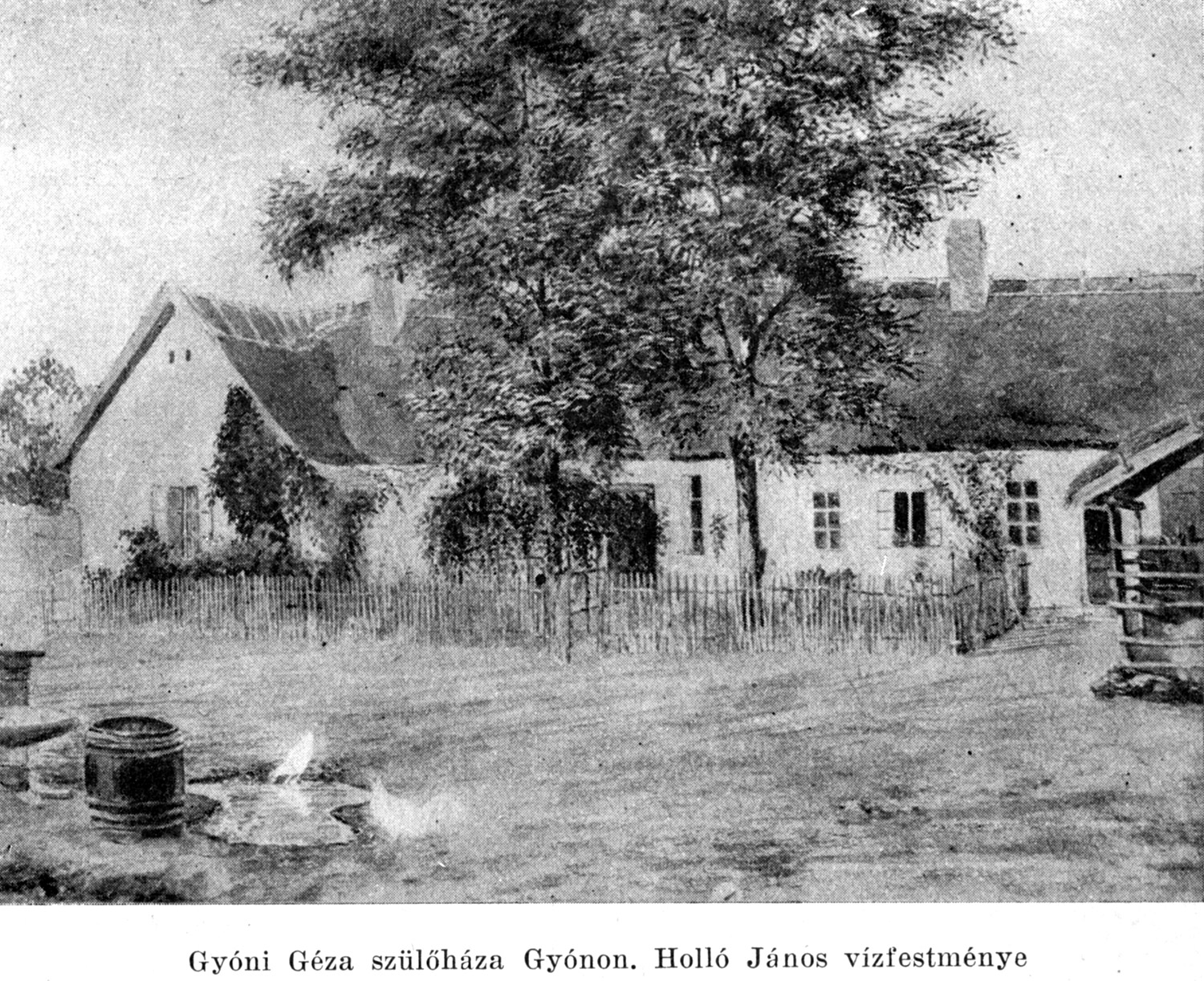 Holló János vízfestménye Gyóni Géza szülőházáról